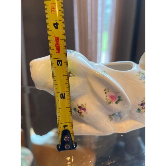 Grace Tea Ware Bunny Rabbit Creamer Flowers with Gold Accents 5” Wide X 3” Tall - Picture 7 of 7